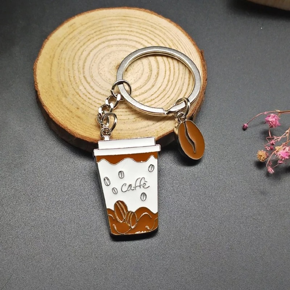 Coffee charm metal keychain barista keychain